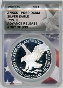 2021-W Proof ASE PR69DCAM ANACS Type 2 Advance Release # of 933 flag core