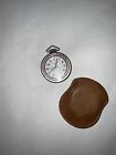 Swiss Army Quartz Pocket Watch with Leather Case and Chain, Works, Needs Battery