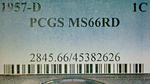 UNITED STATES--1957-D PCGS MS66RD WHEATBACK COPPER PENNY KM#132