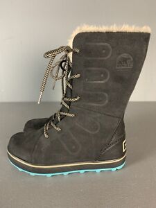 Sorel Black And Blue Suede 1976-001 Winter Boots Women’s Size 7