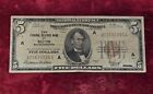 1929 $5 Federal Reserve Bank of Boston, MA. National Bank Note