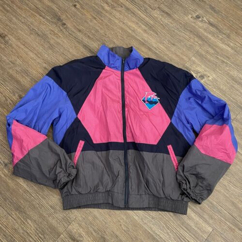 Mens Pink Dolphin Pink Blue Gray Windbreaker Full Zip Jacket Size XLARGE XL