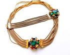 Vintage Hattie Carnegie Snake Gilt Gripiox Glass Necklace Bracelet Set UNSIGNED