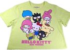 Sanrio Hello Kitty And Friends Crop T-Shirt Womens Small Short Sleeve Lime Green