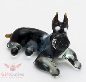 Art Blown Glass Figurine of the Miniature Schnauzer dog