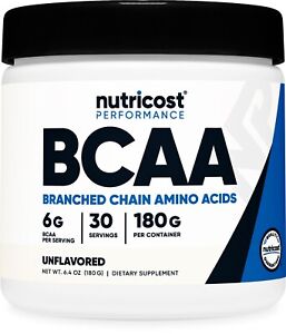 Nutricost BCAA Powder (Unflavored) 30 Servings- 6000mg Per Serving, High Quality
