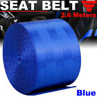 3.6M Blue Car Seat Belt Webbing Safety Polyester Strap Seat Lap Retractable Kit