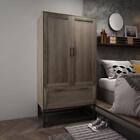 Rustic Wardrobe Armoire Closet with Drawers for Hanging Clothes 2 Door