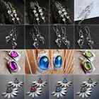 Women 925 Silver Dangle Drop Earrings Cubic Zirconia Wedding Jewelry A Pair