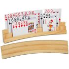 2PCS Curved Playing Cards Holders for Seniors Adults Soild Wood Cards Holders
