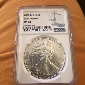 New Listing2020 SILVER EAGLE DOLLAR $1 Early  RELEASE~ NGC MS70
