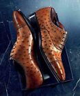 New Handmade Pure Brown Ostrich Leather Stylish Shoes for Men's