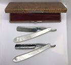 Genuine (Mother of Pearl) straight razor set George Wostenholm & Son's A.D. 1694
