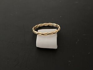 18K Gold Finished Twisted Band. Gold Braided Band. Stackable Band.Gold Thin Band