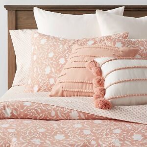 12pc Queen Floral Boho Comforter & Sheets Set Terracotta Pink - Threshold