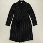 Winsky Womens Wrap Dress Striped Long Sleeve Stretch Belted Black