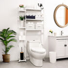 Over The Toilet Storage with Basket and Drawer Bamboo Bathroom Organizer white
