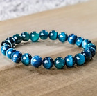 Natural 8MM Blue Tiger's Eye Bead Healing Reiki Balance Men Women Bracelet Gifts