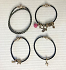 Lot 4 Pandora Leather Rope Bracelets and Charms *See Description