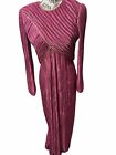George F Couture Vintage Pleated Maxi Evening Dress Size 12 Plum Purple/Gold