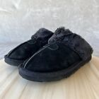UGG Shearling Slides Women’s 7 Black Sherpa Lined House Slippers Suede Mules