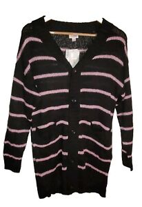 Lularoe Black Pink Spring Cardigan Sweater Lucille Button Up SZ S Light Soft NWT