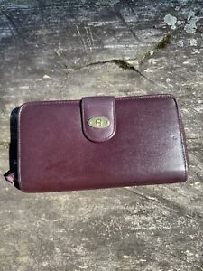 Etienne Aigner Burgundy Red Leather Wallet Zip Around Cards Checkbook Phone
