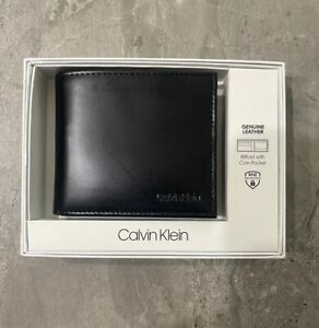 Calvin Klein Men's RFID Blocking Leather Bifold Wallet Black Retail $54.50