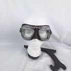 Stadium Vintage Motorcycle Pilot Goggles Silver Toned Metal Ware Made In England