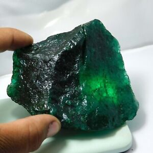 Certified 1405.00 CT Colombian Green Emerald Natural Rough Huge Loose Gemstone