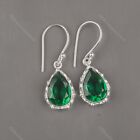 Natural Green Emerald Gemstone Drop/Dangle Earrings 925 Sterling Silver Jewelry