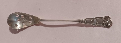 Pretty Pierced Sterling Olive Spoon- 6 5/8
