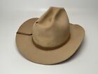 Vintage Stetson Cowboy Hat Beige Taupe Worn Rugged Beaver Size 7 1/4