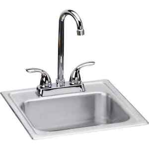 Single Bowl Sink Faucet Top Mount Stainless Steel Minimalist Compact Small Mini
