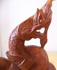 Dragon bookend wood carved serpent snake wooden metal mystical mythical