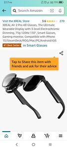 XREAL Air AR glasses, Black, 130 inch screen capable