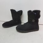 Women's UGG Bailey Button Black Leather Boots Size 10