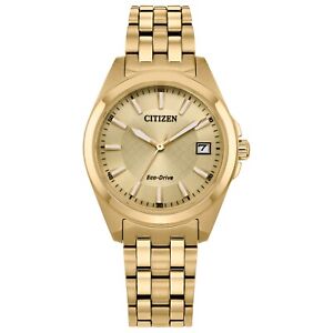 Citizen Eco-Drive Peyten Women's Date Indicator Gold Watch 33MM EO1222-50P