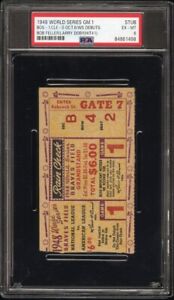 New Listing1948 WORLD SERIES GAME 1 DEBUTS:BOB FELLER/LARRY DOBY HIT#1 TICKET INDIANS PSA 6