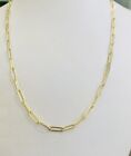 18K Solid Yellow Gold Paperclip Chain Necklace 18