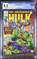 MARVEL THE INCREDIBLE HULK #119 9/69 CGC 9.2 NM- WHITE MAXIMUS APPEARANCE 🔥