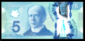 Canada UNC Note 5 Dollars 2013 Polymer Sig. Wilkins & Poloz P-106c, Low Shipping