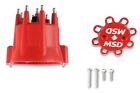 MSD 8433 Red, V8 Distributor Cap With HEI Terminals and Spark Plug Wire Retainer