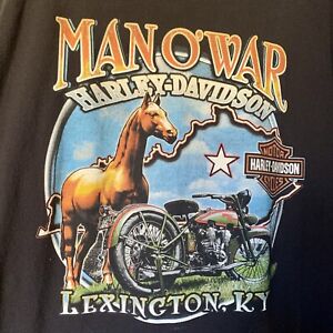 Vintage Man O' War HARLEY DAVIDSON Lexington KY Motorcycle T-Shirt USA 2XL