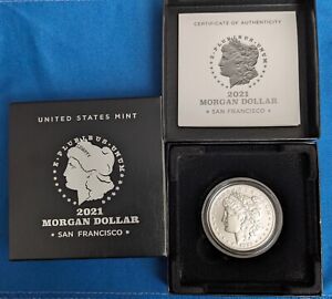 Morgan Dollar 2021-San Francisco-GEM BU with OGP, & Certificate US Mint- View