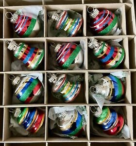 Shiny Brite Christopher Radko Christmas 12 Ornaments Figural Rounds MEDIUM
