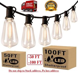 100FT Outdoor String Lights for Patio Waterproof Connectable ST38 LED Light Stri