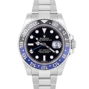 MINT Rolex GMT-Master II Blue Black BATMAN Ceramic Steel 40mm Watch 116710 BLNR