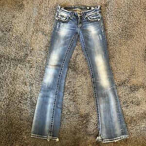 Miss Me Embellished Distressed Stretch Faded Bootcut Jeans Women’s 25 (28x31)