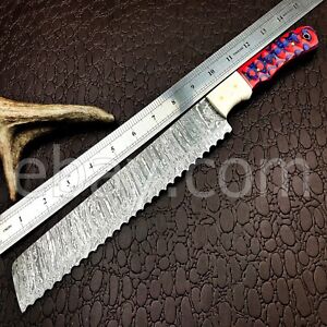 14'' Custom Handmade Damascus Steel Skinner Hunting Bread Knife NO/Sheath-1871